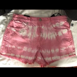 Blank NYC pink tie die jean shorts